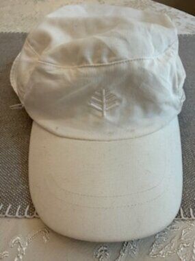 Coolibar Sun Protective Hat w/ Adjustable Neck Cape White UPF 50+